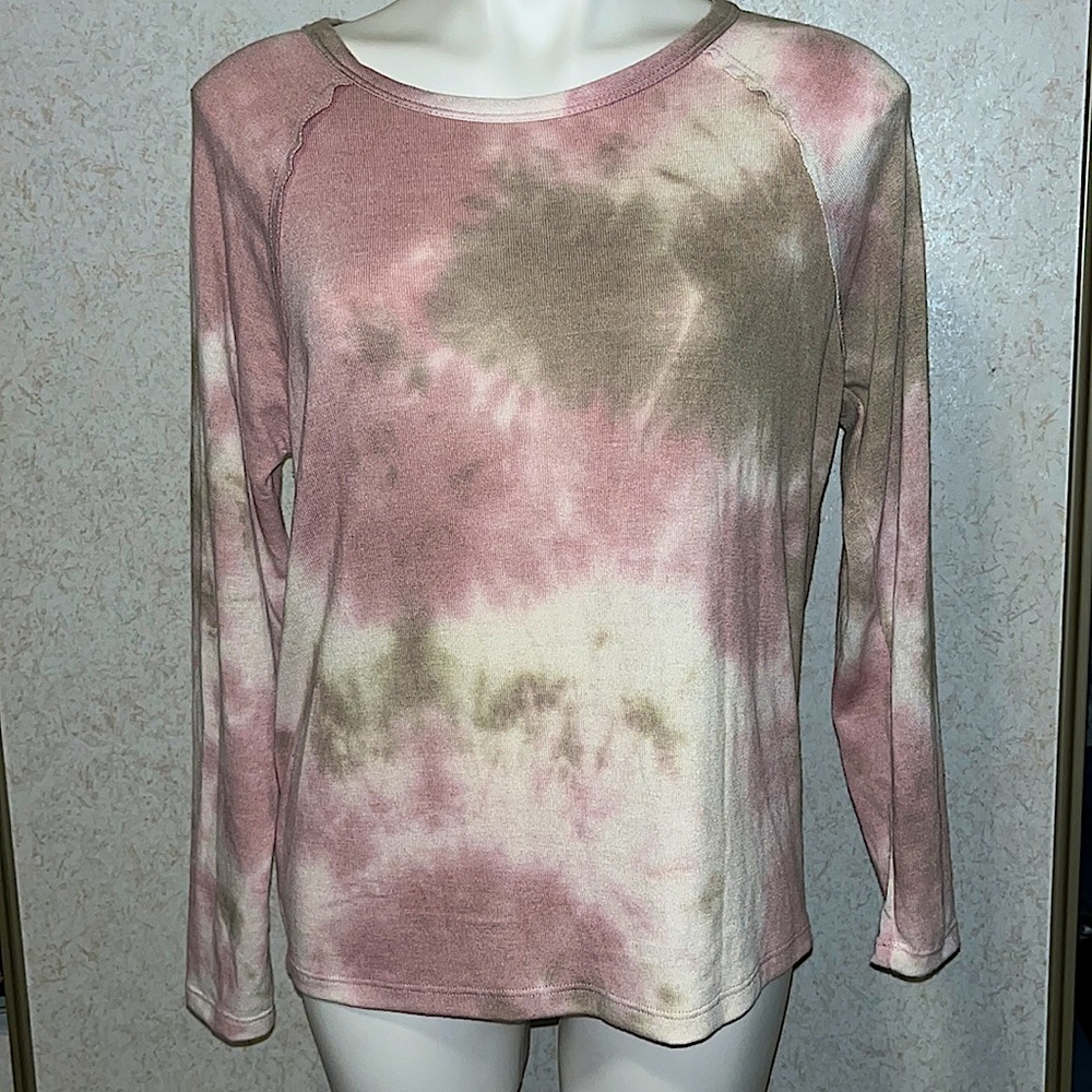 open back tie dye soft crewneck slouchy sweater
